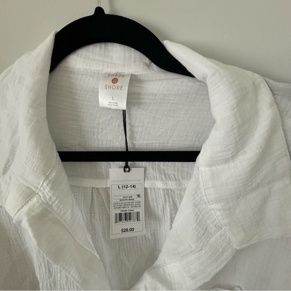Shade & Shore | Women's Button-Up Swimsuit Cover Up Shirtdress | White Large NWT - Picture 7 of 7